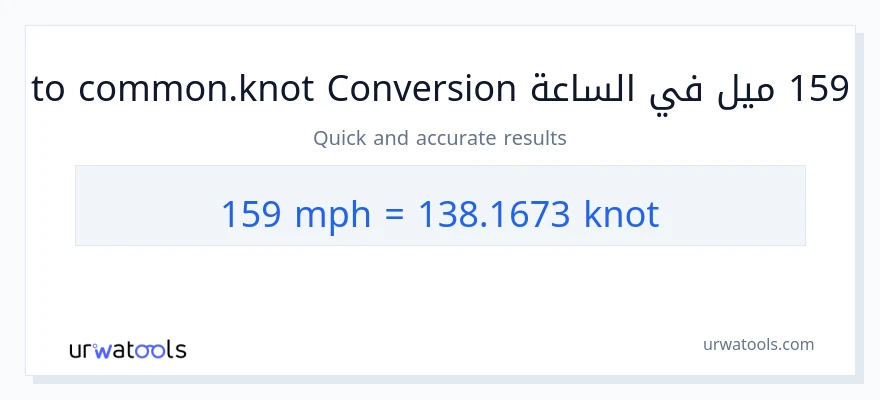 التحويل من 159 ميل في الساعة إلى Knots