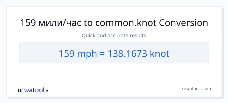 159 конверсия от мили в час до Knots