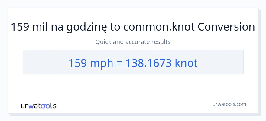 Konwersja 159 mil na godzinę do Knots