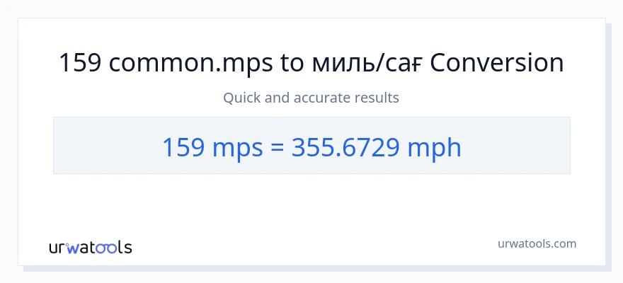 159 Meters Per Second-ден сағатына миль-ке конверсия