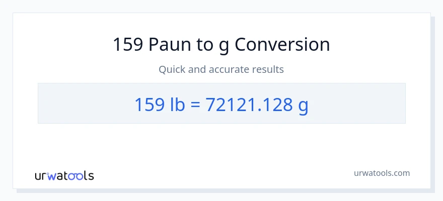 Penukaran 159 Lbs kepada Gram