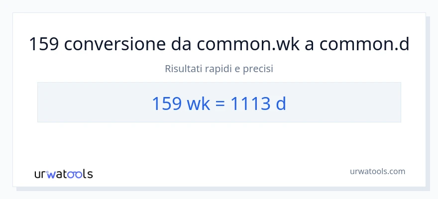 Conversione da 159 settimane a Giorni