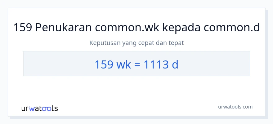 159 Weeks to Days conversion