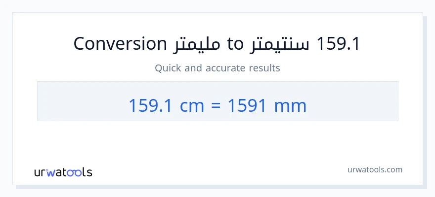 التحويل من 159.1 سنتيمترات إلى مليمترات