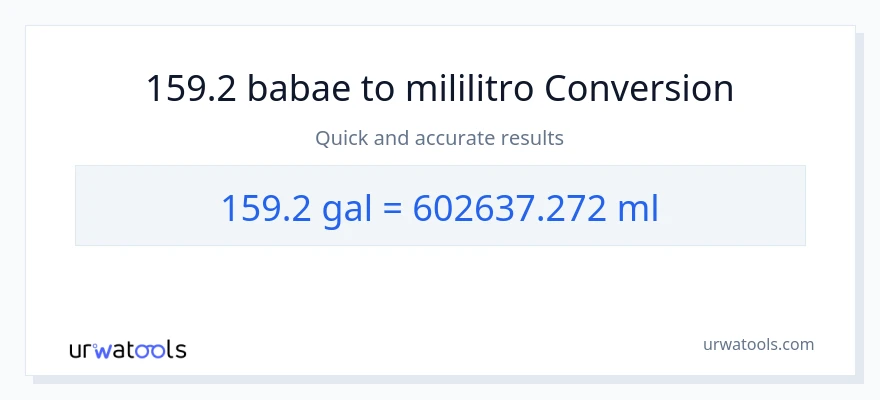 159.2 Mga galon patungong mga mililitro na conversion
