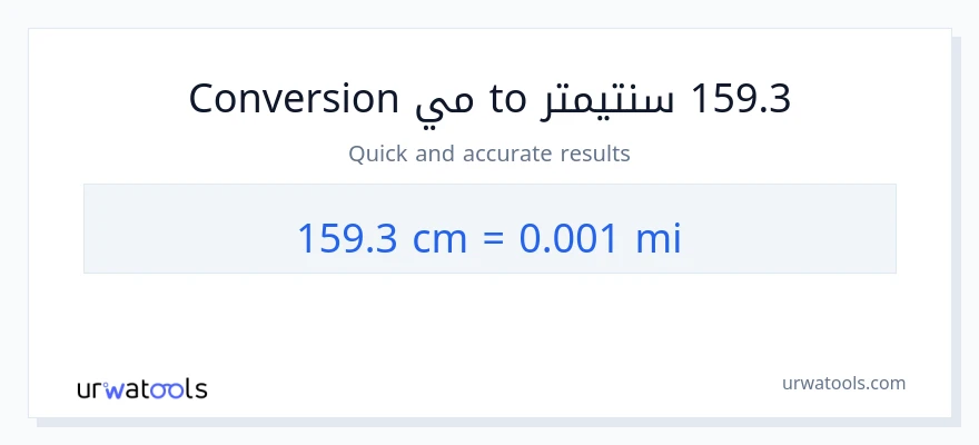 التحويل من 159.3 سنتيمترات إلى أميال