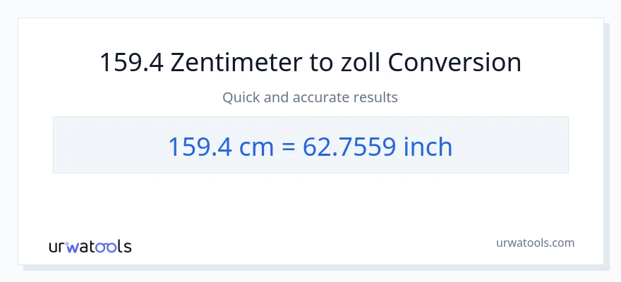 159.4 Zentimeter zu Zoll Umwandlung
