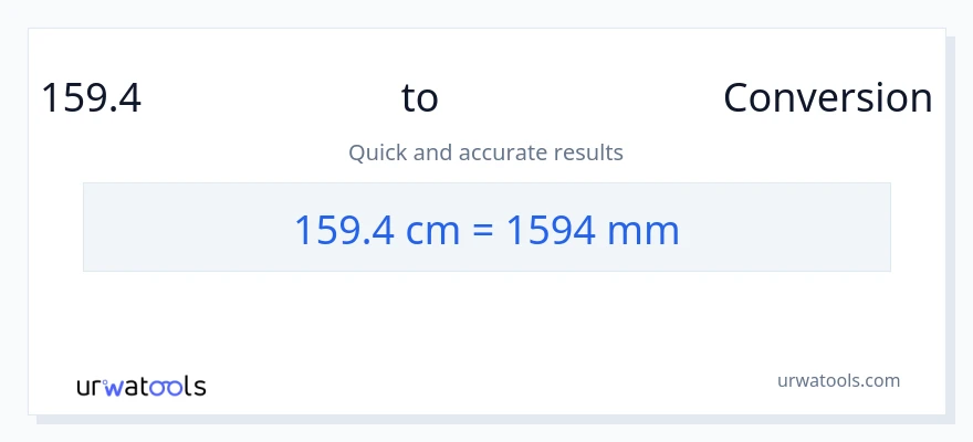 159.4 సెంటీమీటర్లు నుండి మిల్లీమీటర్లు కు మార్పిడి