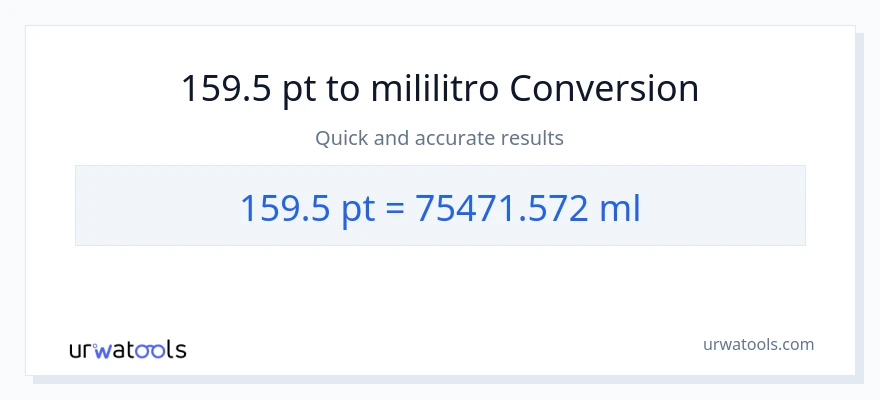 159.5 Pints patungong mga mililitro na conversion
