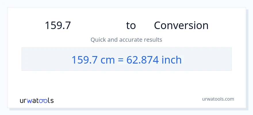 การแปลง 159.7 เซนติเมตร เป็น นิ้ว