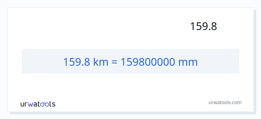 تبدیل 159.8 کیلومتر به میلی‌متر