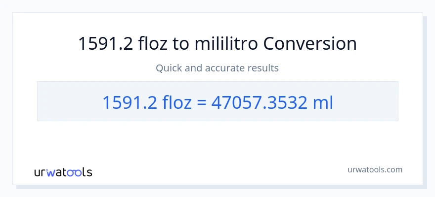 1591.2 mga onsa ng likido patungong mga mililitro na conversion