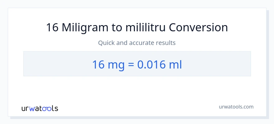 Conversie 16 miligrame la mililitri