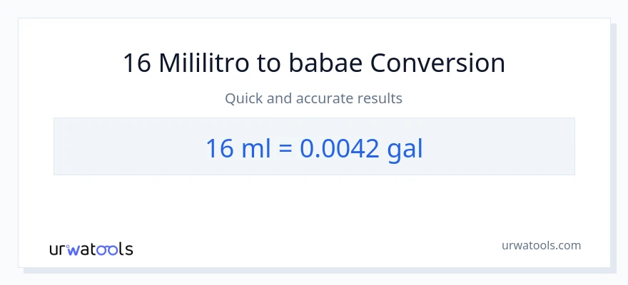 16 mga mililitro patungong Mga galon na conversion