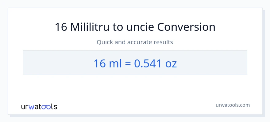 Conversie 16 mililitri la Uncii