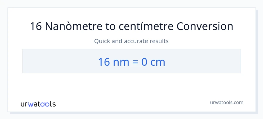Conversió de 16 nanòmetres a Centímetres