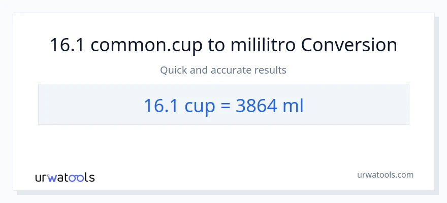 16.1 mga tasa patungong mga mililitro na conversion