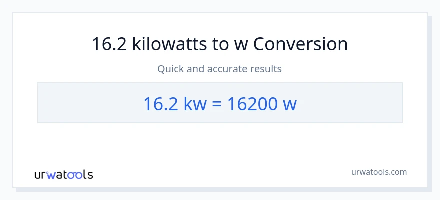 Conversió de 16.2 quilowatts a watts