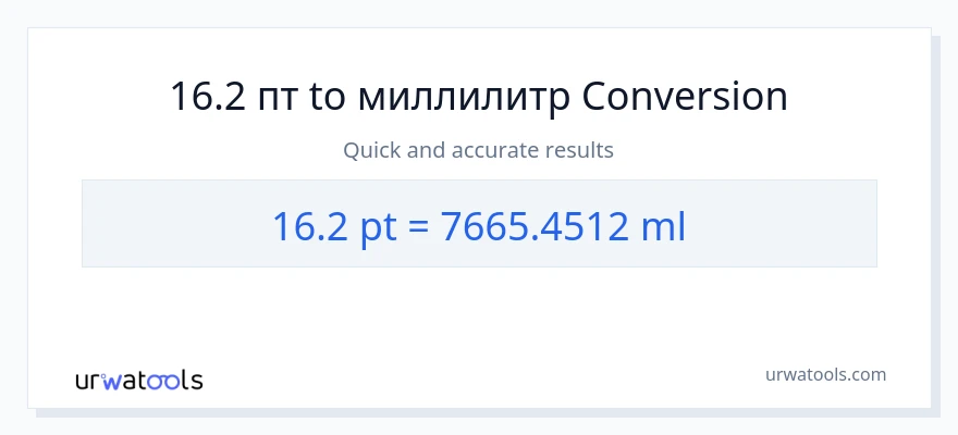 16.2 Pints в миллилитры преобразование