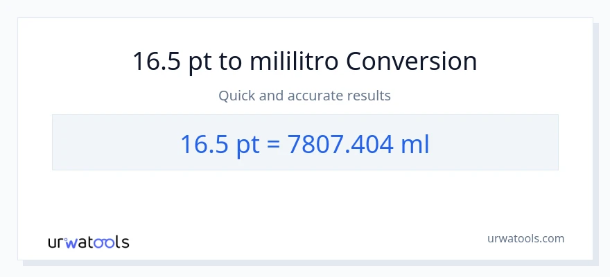 16.5 Pints patungong mga mililitro na conversion