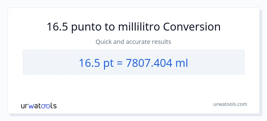 Conversione da 16.5 Pints a millilitri