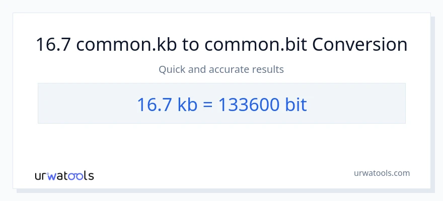 16.7 Kilobytes patungong Bits na conversion