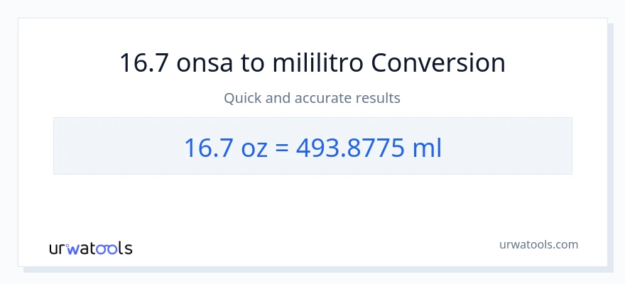 16.7 Mga onsa patungong mga mililitro na conversion