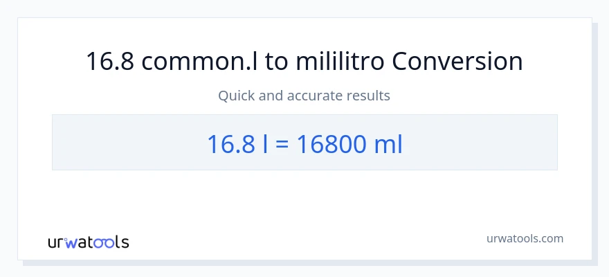 16.8 Liters patungong mga mililitro na conversion