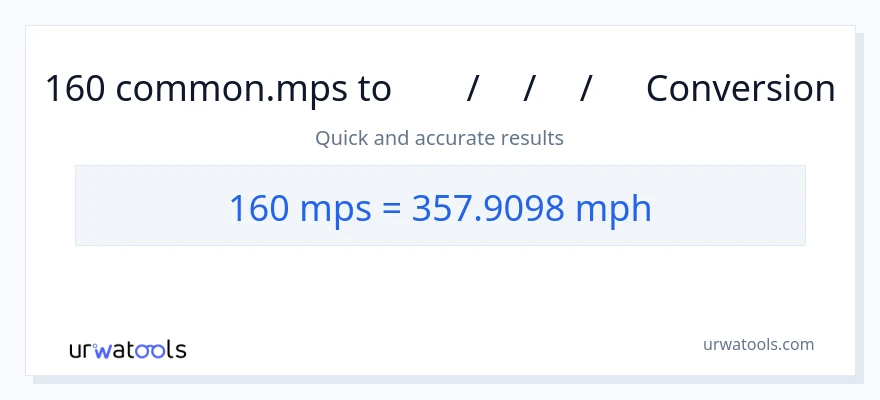 160 Meters Per Second ൽ നിന്ന് മണിക്കൂറിൽ മൈൽ ലേക്ക് പരിവർത്തനം