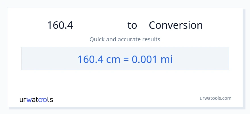การแปลง 160.4 เซนติเมตร เป็น ไมล์