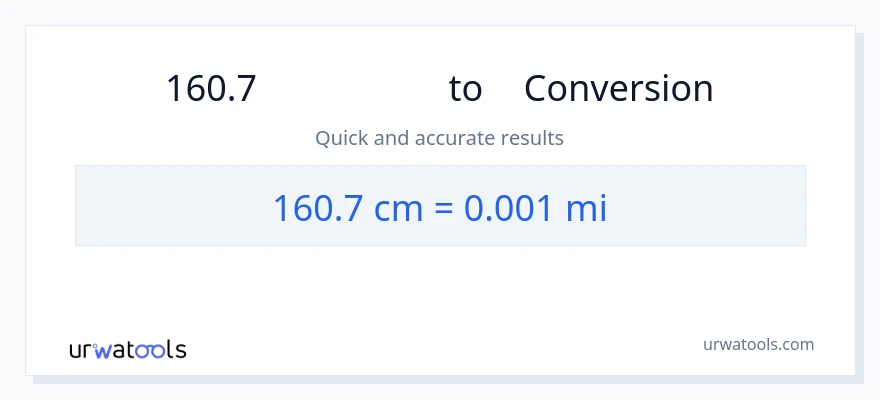การแปลง 160.7 เซนติเมตร เป็น ไมล์