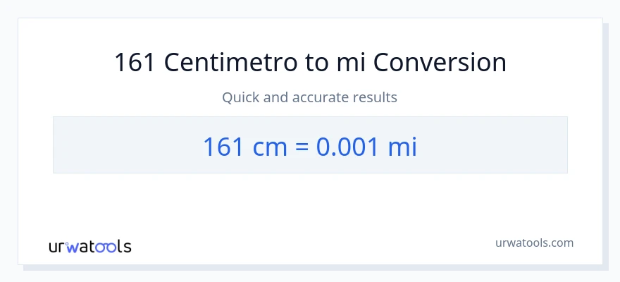 Conversione da 161 Centimetri a miglia