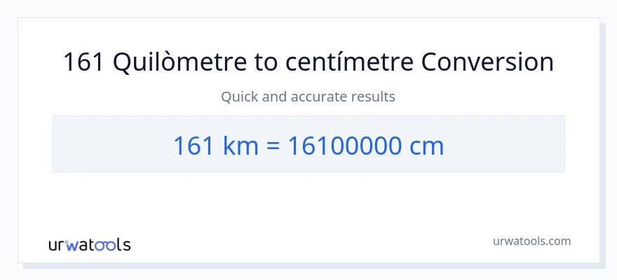 Conversió de 161 Quilòmetres a Centímetres