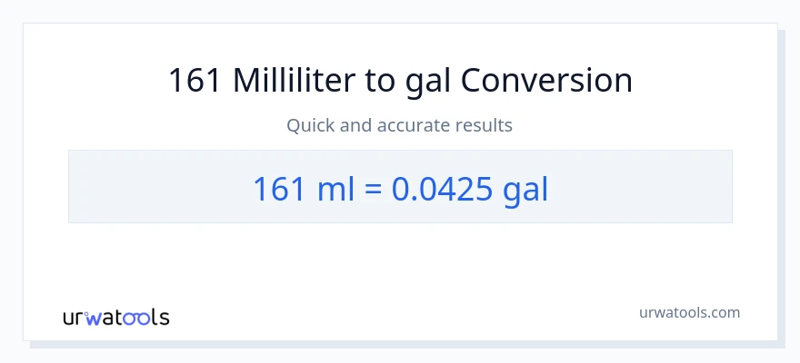161 milliliters to Gallons conversion