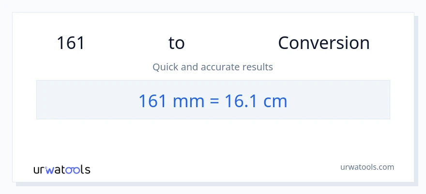 การแปลง 161 มิลลิเมตร เป็น เซนติเมตร