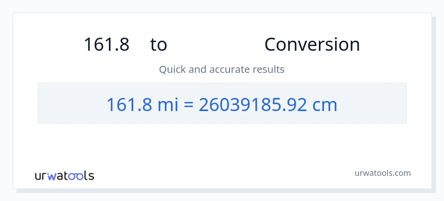 การแปลง 161.8 ไมล์ เป็น เซนติเมตร