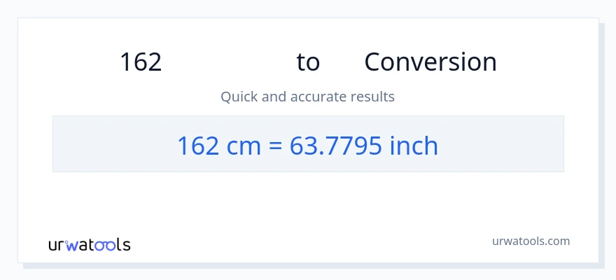 การแปลง 162 เซนติเมตร เป็น นิ้ว