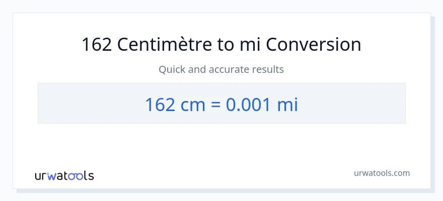 Conversion 162 Centimètres vers kilomètres