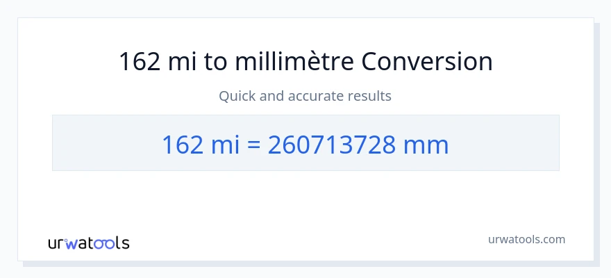 Conversion 162 kilomètres vers millimètres