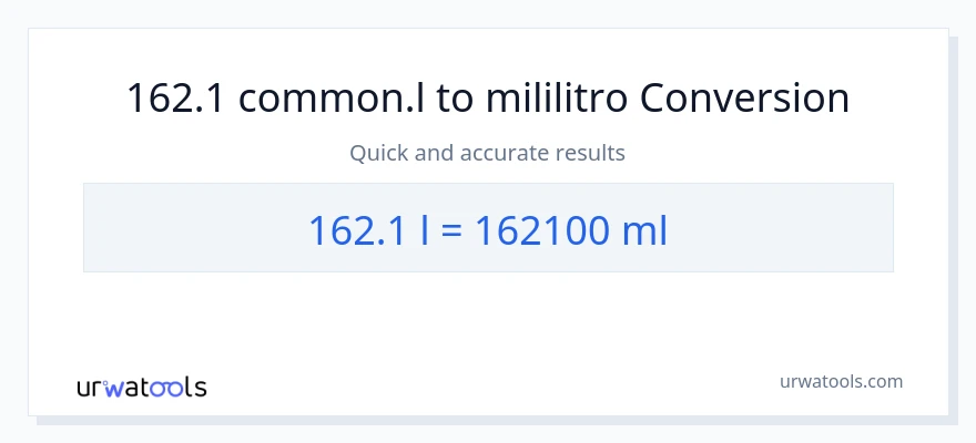 162.1 Liters patungong mga mililitro na conversion