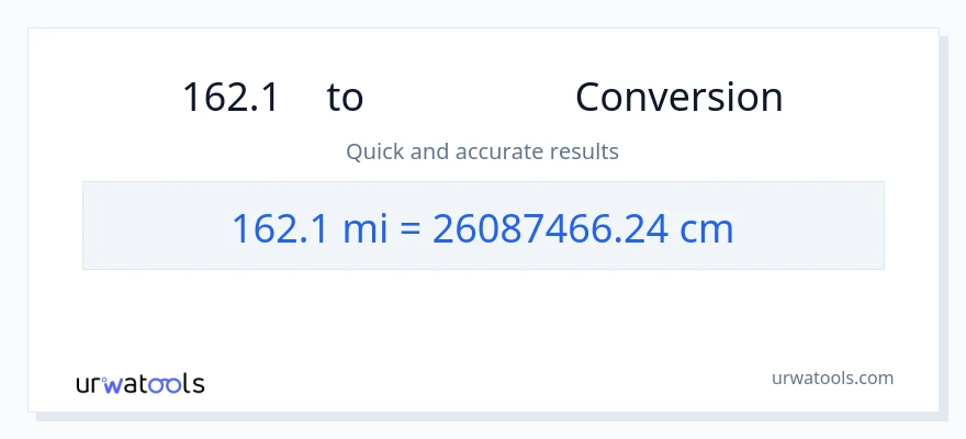 การแปลง 162.1 ไมล์ เป็น เซนติเมตร