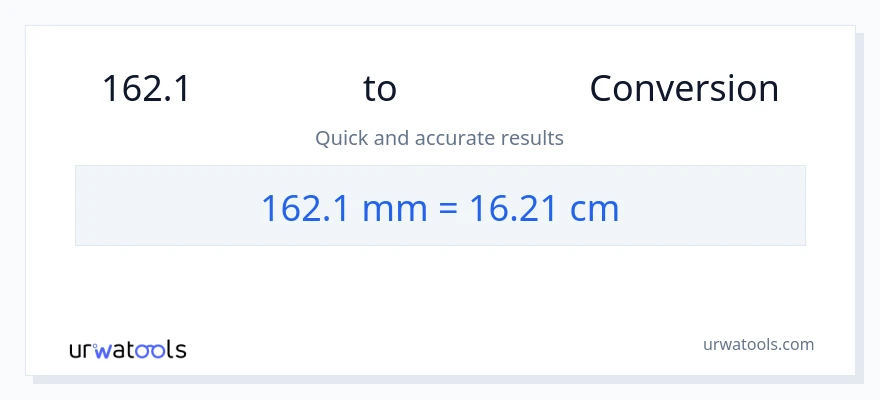 การแปลง 162.1 มิลลิเมตร เป็น เซนติเมตร