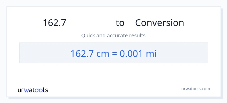 การแปลง 162.7 เซนติเมตร เป็น ไมล์