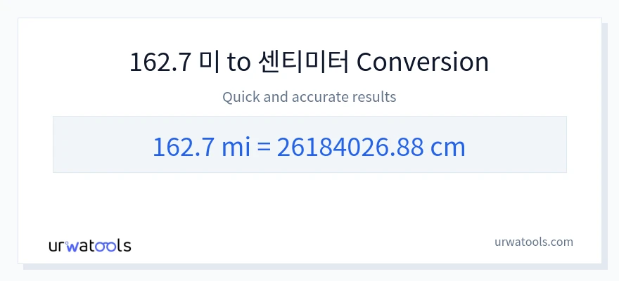 162.7 마일에서 센티미터으로의 변환