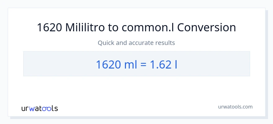 1620 mga mililitro patungong Liters na conversion
