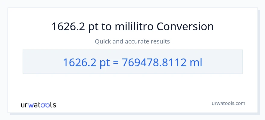 1626.2 Pints patungong mga mililitro na conversion