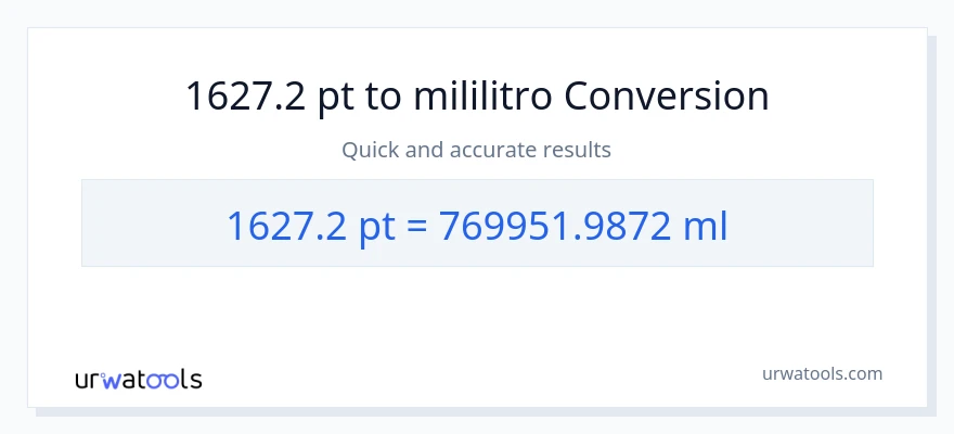 1627.2 Pints patungong mga mililitro na conversion