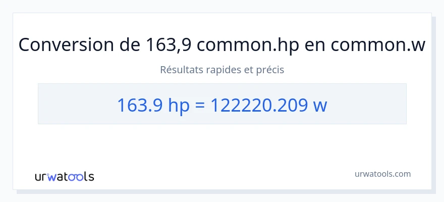 Conversion 163.9 chevaux-vapeur vers watts
