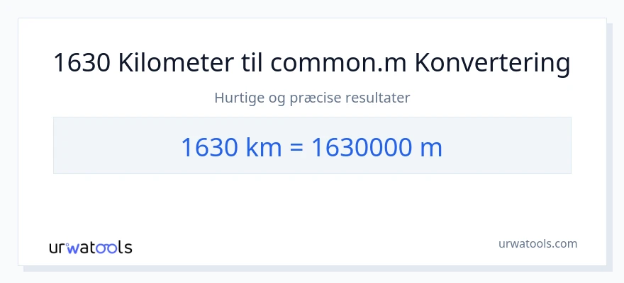 1630 kilometer til Målere konvertering