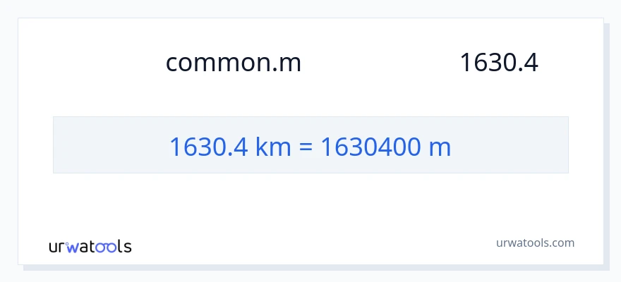 تبدیل 1630.4 کیلومتر به متر